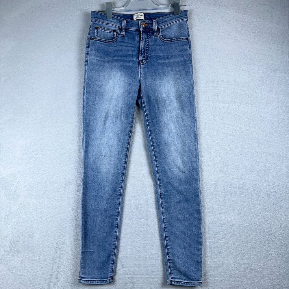 J. Crew Womens Mid Rise Slim Skinny Jeans Denim Stretch‎ Med Wash Blue Size 27